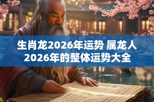 生肖龙2026年运势 属龙人2026年的整体运势大全