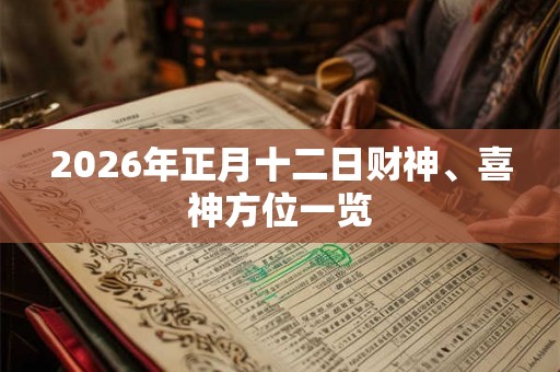 2026年正月十二日财神、喜神方位一览 2026年正月十二日财神、喜神方位一览
