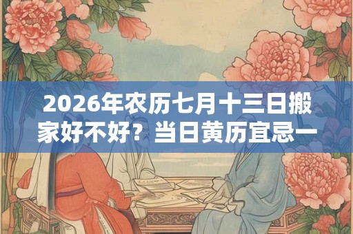 2026年农历七月十三日搬家好不好?当日黄历宜忌一览查询 2026年农历七月十三日搬家好不好?当日黄历宜忌一览查询