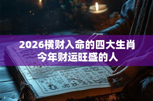 2026横财入命的四大生肖 今年财运旺盛的人