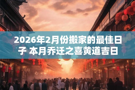 2026年2月份搬家的最佳日子 本月乔迁之喜黄道吉日