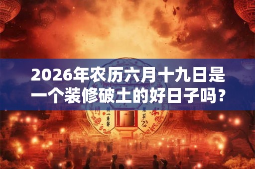 2026年农历六月十九日是一个装修破土的好日子吗？