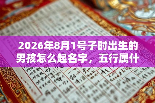 2026年8月1号子时出生的男孩怎么起名字，五行属什么？