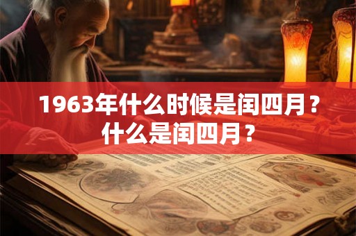 1963年什么时候是闰四月？什么是闰四月？