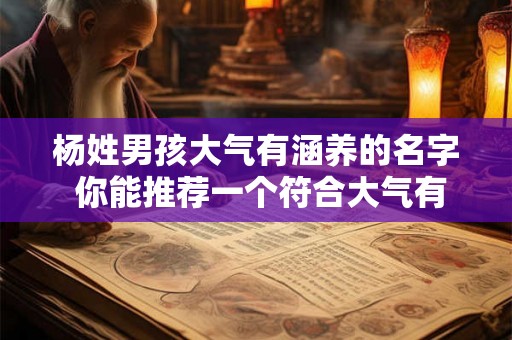 杨姓男孩大气有涵养的名字 你能推荐一个符合大气有涵养的名字给姓杨的男孩吗