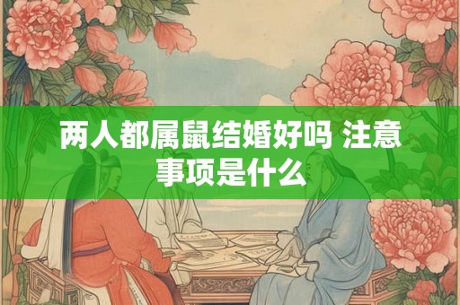 两人都属鼠结婚好吗 注意事项是什么