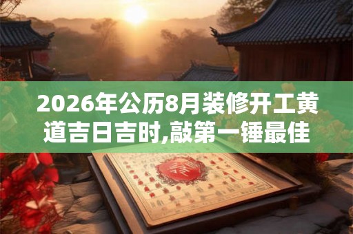 2026年公历8月装修开工黄道吉日吉时,敲第一锤最佳时间