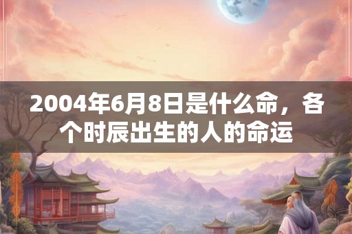 2004年6月8日是什么命，各个时辰出生的人的命运