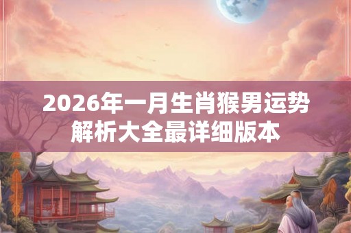 2026年一月生肖猴男运势解析大全最详细版本 2026年一月生肖猴男运势解析大全最详细版本
