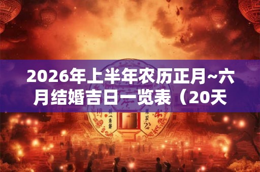 2026年上半年农历正月~六月结婚吉日一览表（20天）