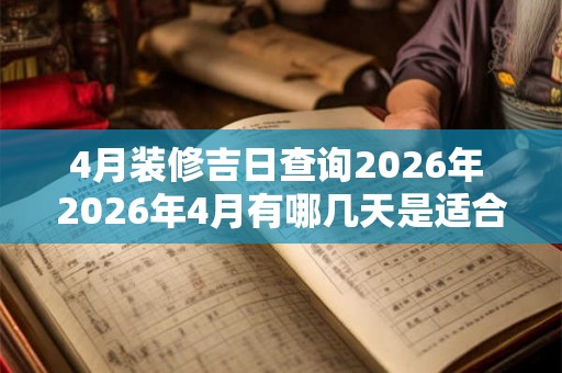 4月装修吉日查询2026年 2026年4月有哪几天是适合装修的吉日