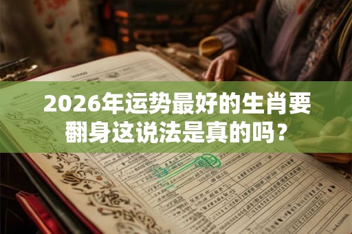 2026年运势最好的生肖要翻身这说法是真的吗？