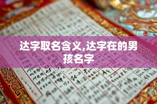 达字取名含义,达字在的男孩名字 达字取名含义,达字在的男孩名字