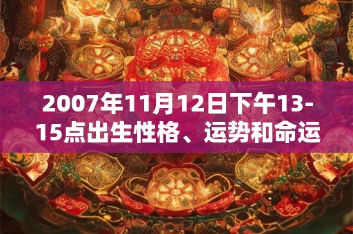 2007年11月12日下午13-15点出生性格、运势和命运