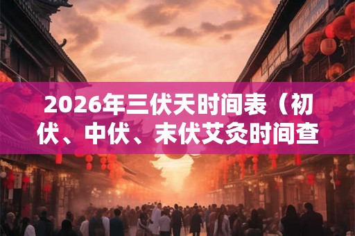 2026年三伏天时间表（初伏、中伏、末伏艾灸时间查询）