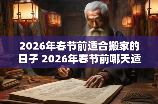 2026年春节前适合搬家的日子 2026年春节前哪天适合搬家