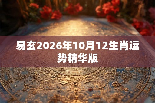 易玄2026年10月12生肖运势精华版