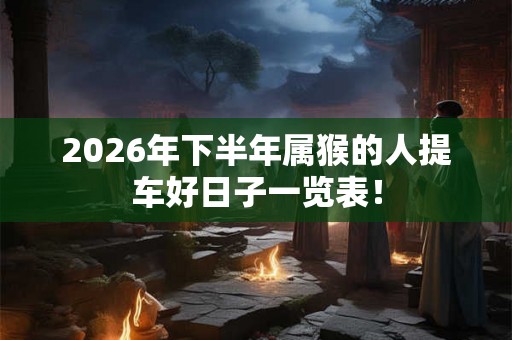 2026年下半年属猴的人提车好日子一览表！