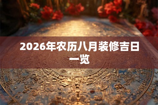 2026年农历八月装修吉日一览