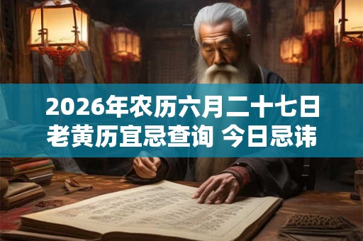 2026年农历六月二十七日老黄历宜忌查询 今日忌讳什么 2026年农历六月二十七日老黄历宜忌查询 今日忌讳什么
