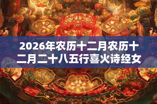 2026年农历十二月农历十二月二十八五行喜火诗经女孩名字