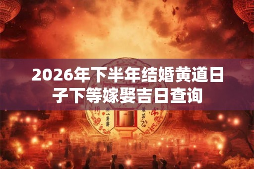2026年下半年结婚黄道日子下等嫁娶吉日查询