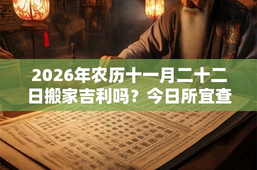 2026年农历十一月二十二日搬家吉利吗？今日所宜查询