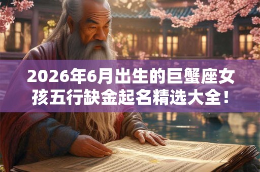 2026年6月出生的巨蟹座女孩五行缺金起名精选大全! 2026年6月出生的巨蟹座女孩五行缺金起名精选大全!