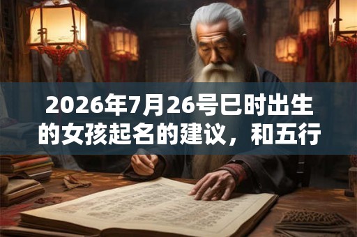 2026年7月26号巳时出生的女孩起名的建议，和五行八字！