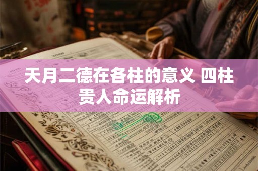 天月二德在各柱的意义 四柱贵人命运解析