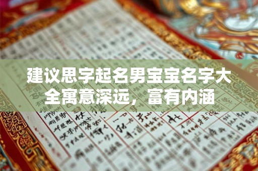 建议思字起名男宝宝名字大全寓意深远，富有内涵