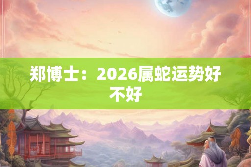 郑博士：2026属蛇运势好不好