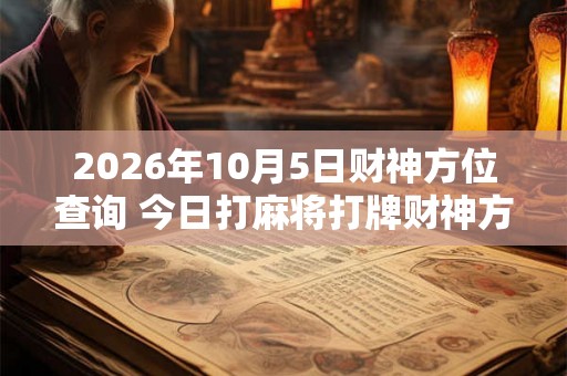2026年10月5日财神方位查询 今日打麻将打牌财神方位 2026年10月5日财神方位查询 今日打麻将打牌财神方位