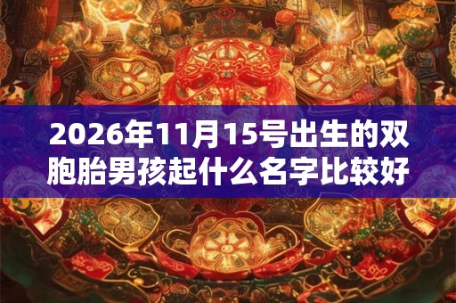 2026年11月15号出生的双胞胎男孩起什么名字比较好，五行属什么