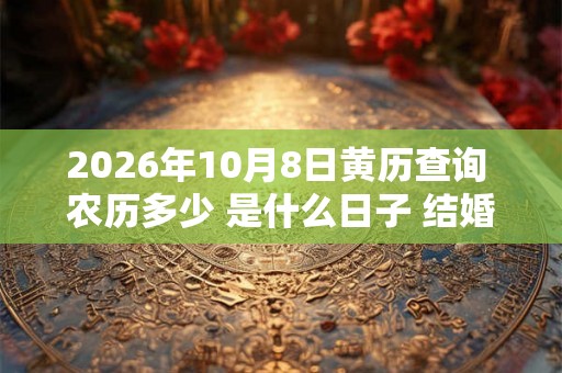 2026年10月8日黄历查询 农历多少 是什么日子 结婚吉时 2026年10月8日黄历查询 农历多少 是什么日子 结婚吉时