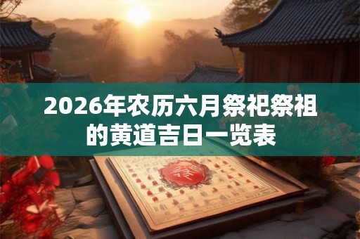 2026年农历六月祭祀祭祖的黄道吉日一览表