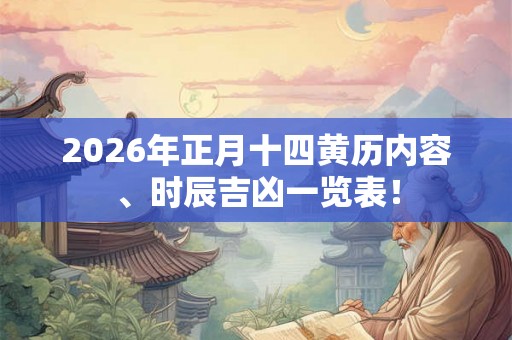 2026年正月十四黄历内容、时辰吉凶一览表！