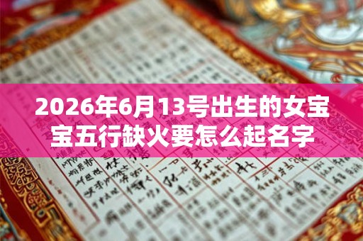 2026年6月13号出生的女宝宝五行缺火要怎么起名字