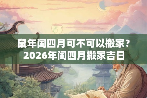 鼠年闰四月可不可以搬家？2026年闰四月搬家吉日
