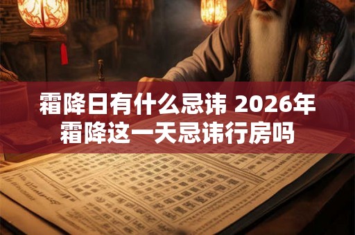 霜降日有什么忌讳 2026年霜降这一天忌讳行房吗