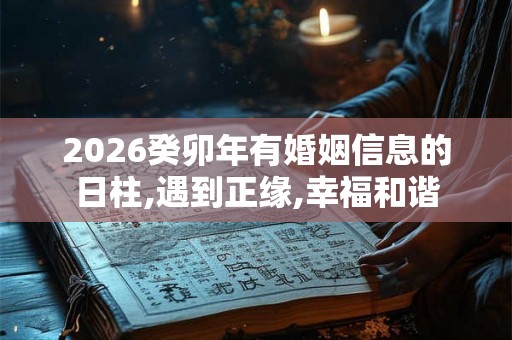 2026癸卯年有婚姻信息的日柱,遇到正缘,幸福和谐