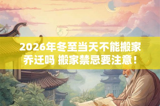 2026年冬至当天不能搬家乔迁吗 搬家禁忌要注意！