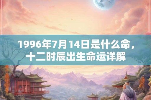1996年7月14日是什么命，十二时辰出生命运详解