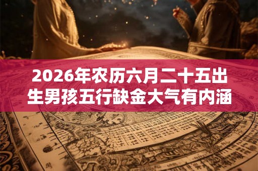 2026年农历六月二十五出生男孩五行缺金大气有内涵名字