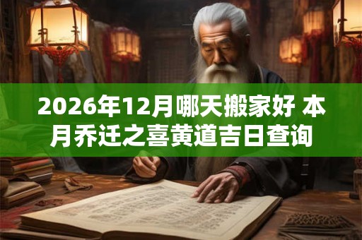2026年12月哪天搬家好 本月乔迁之喜黄道吉日查询