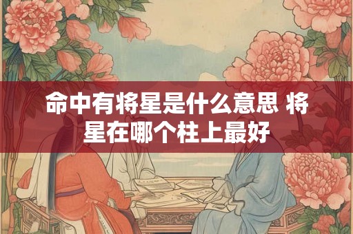命中有将星是什么意思 将星在哪个柱上最好