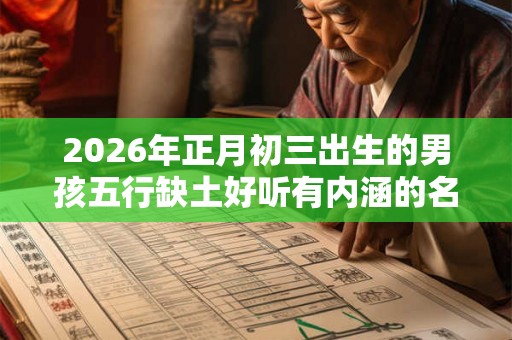 2026年正月初三出生的男孩五行缺土好听有内涵的名字精选