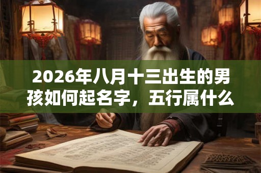 2026年八月十三出生的男孩如何起名字，五行属什么