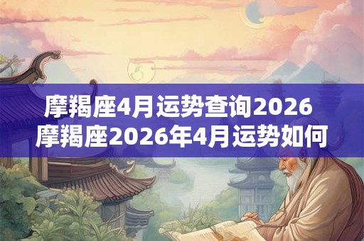 摩羯座4月运势查询2026 摩羯座2026年4月运势如何