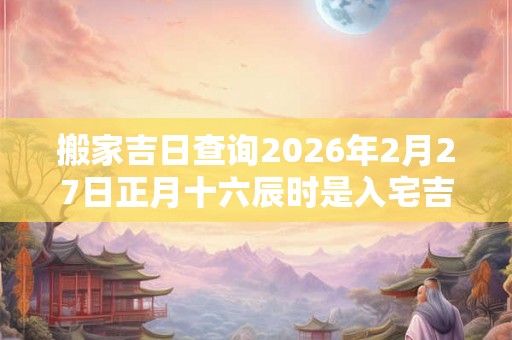 搬家吉日查询2026年2月27日正月十六辰时是入宅吉时
